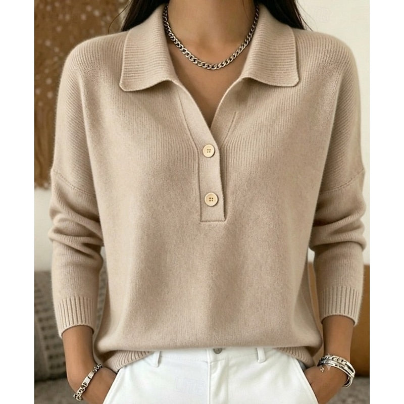 Marielle | Elegant Collared Button Jumper