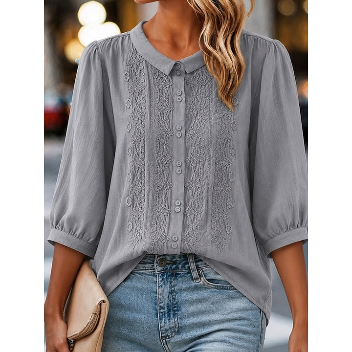 Cassandra | Embroidered Peter Pan Collar Blouse