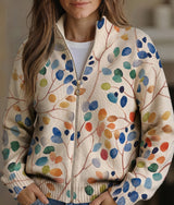 Cecile | Painterly Botanical Zip Cardigan