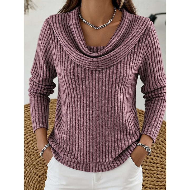 Sabine | Draped Cowl-Neck Ribbed Top