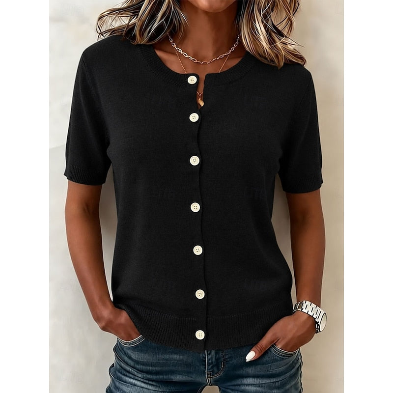 Odessa | Button-Front Short-Sleeve Top