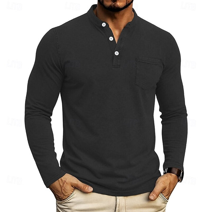Elliot | Garment-Dyed Long Sleeve Henley Shirt