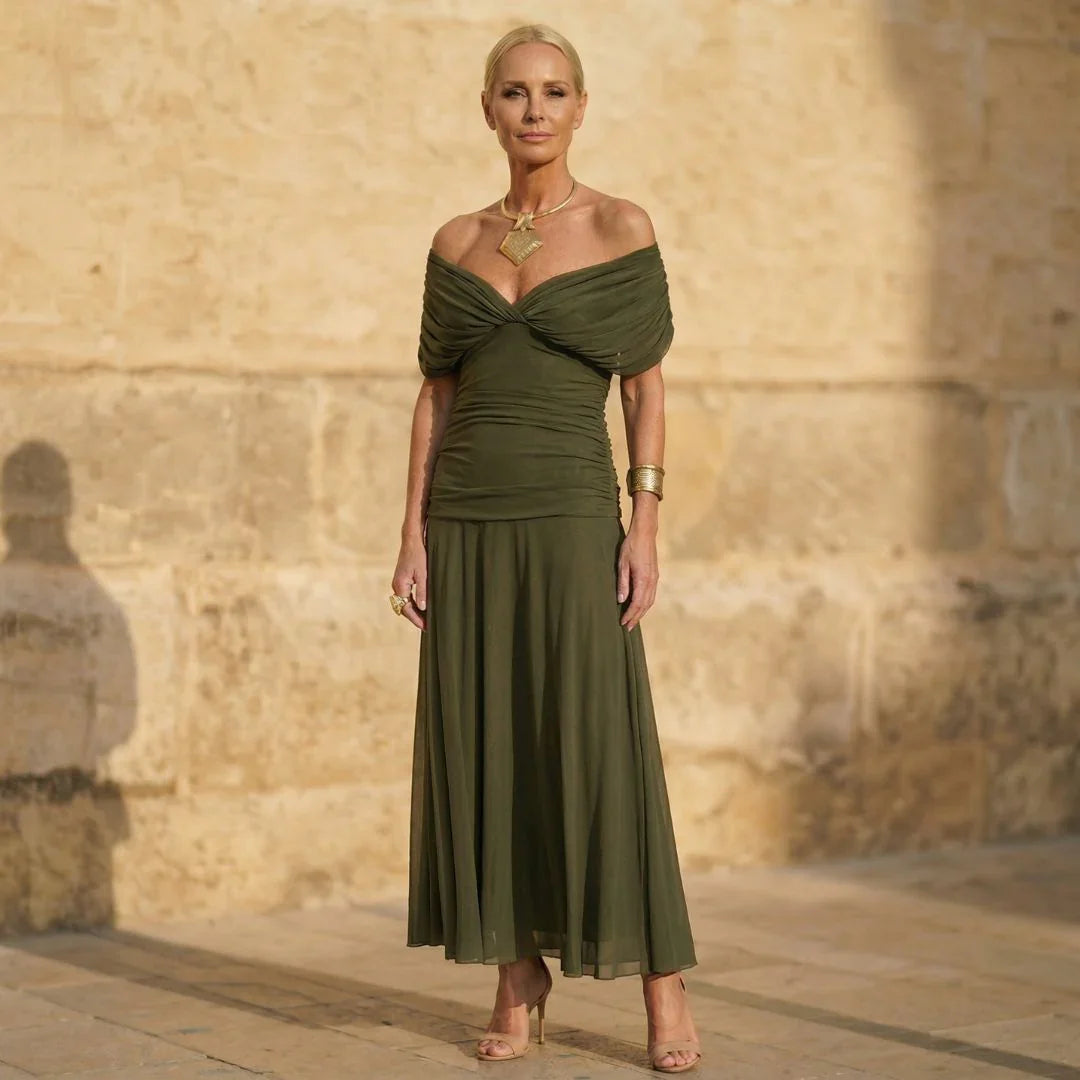 Lorelei | Off-Shoulder Draped Maxi Dress
