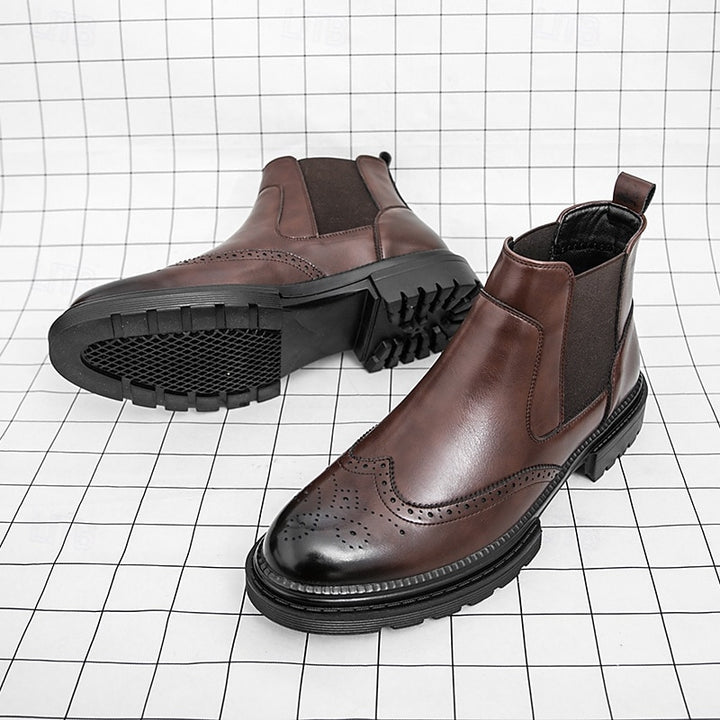 Laurence | Refined Brogue Chelsea Boots