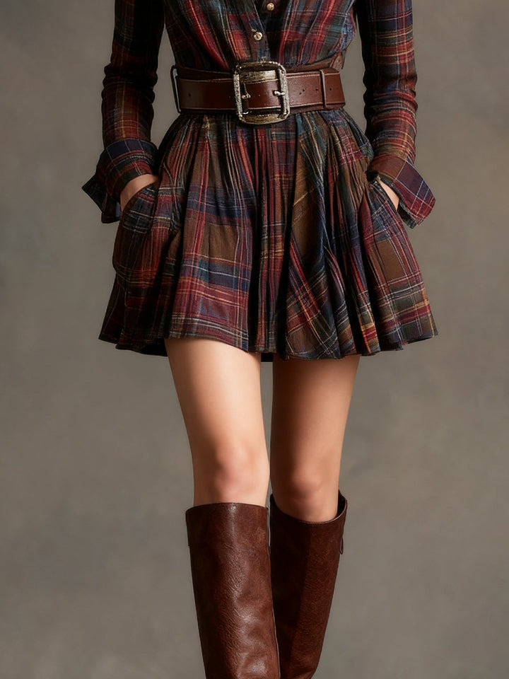 Maren | Belted Checked Shirtdress