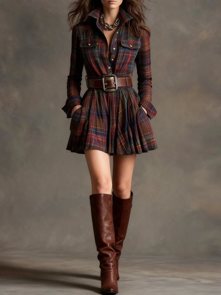 Maren | Belted Checked Shirtdress