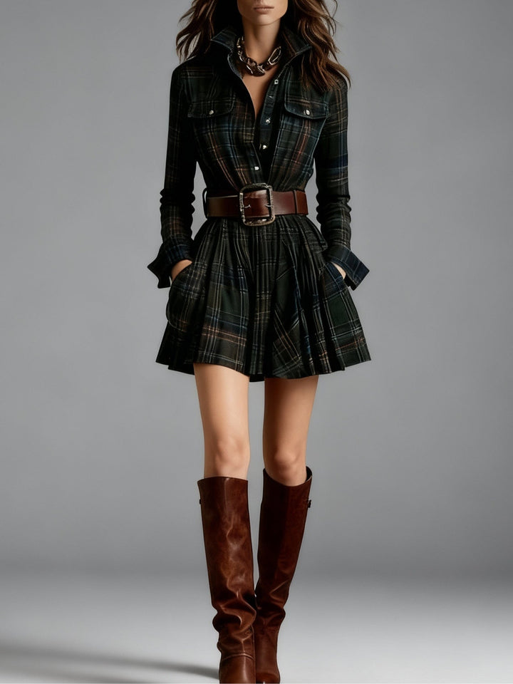 Maren | Belted Checked Shirtdress