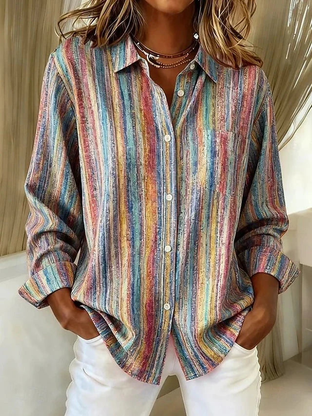 Caroline | Vintage Striped Button Blouse