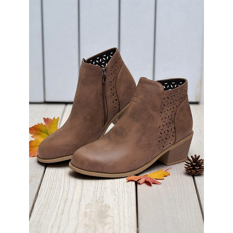Louise | Cutout Block-Heel Ankle Boots