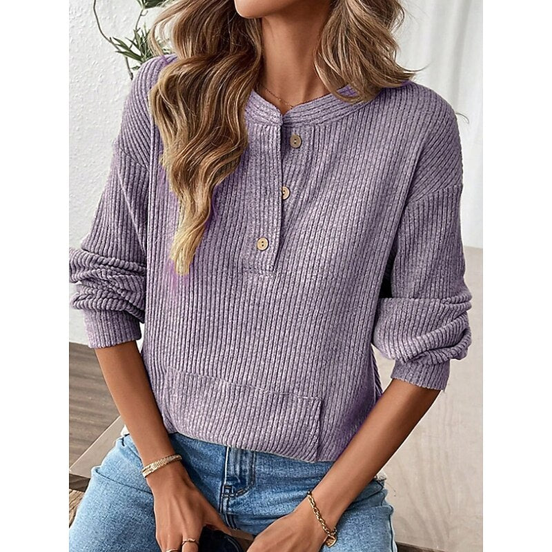 Naomi | Ribbed Button-Neck Top