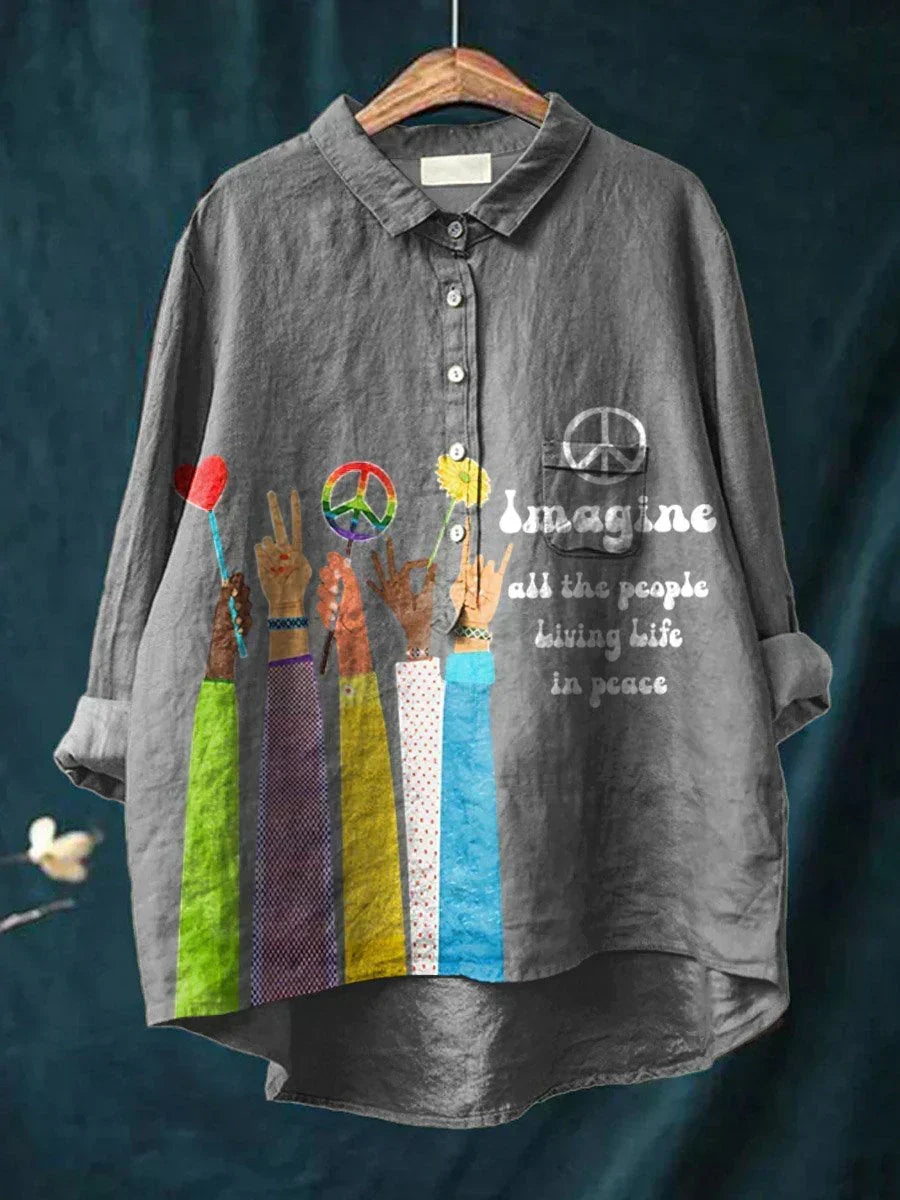 Bianca | Artful Peace-Print Shirt
