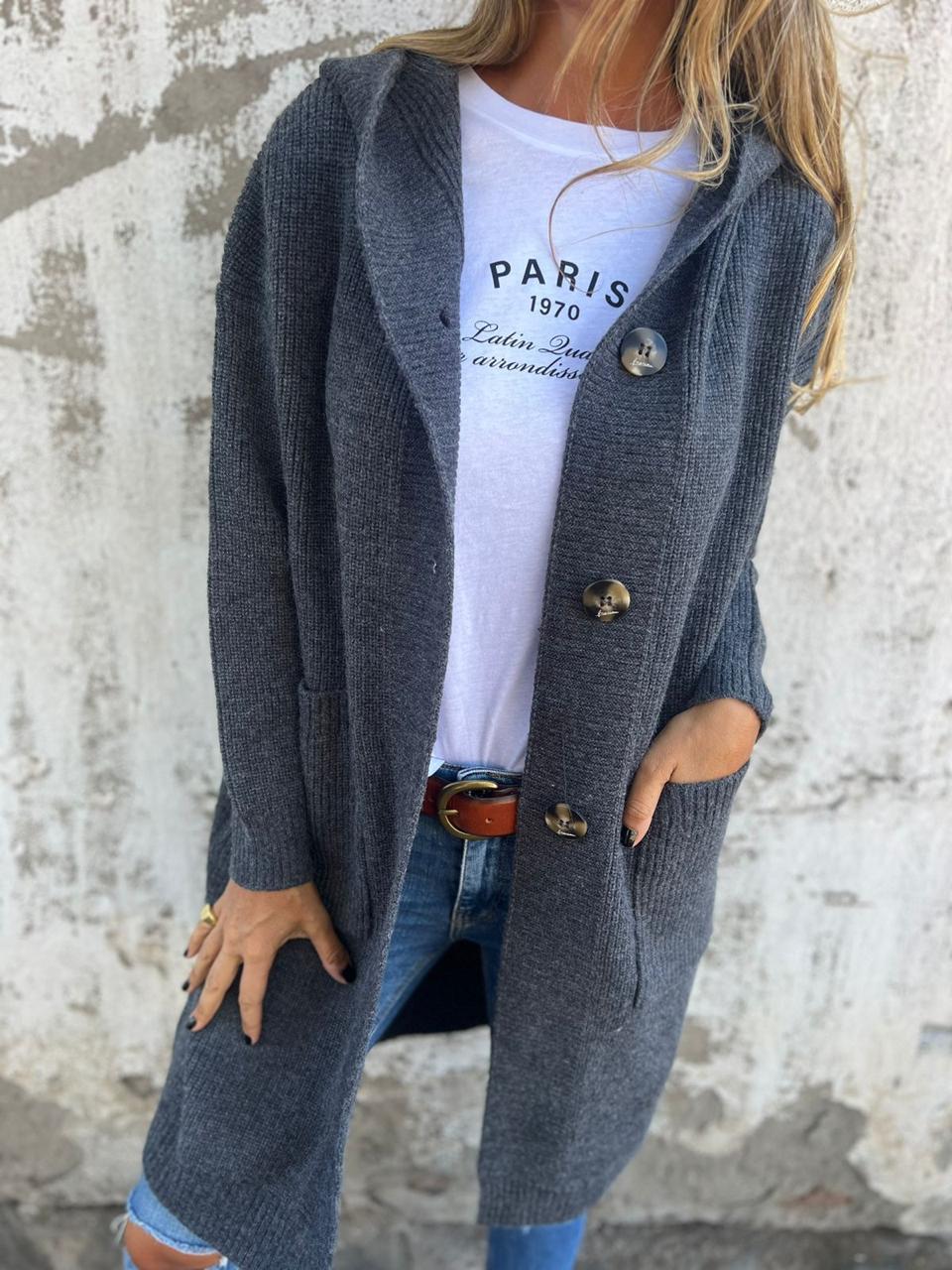 Marisa | Elegant Longline Hooded Cardigan