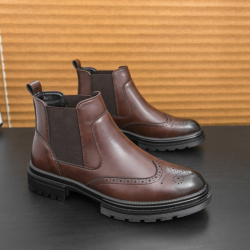 Laurence | Refined Brogue Chelsea Boots