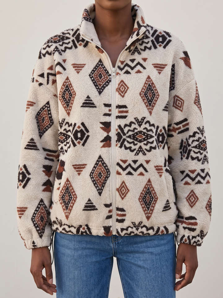 Georgina | Patterned Zip Bomber Jacket