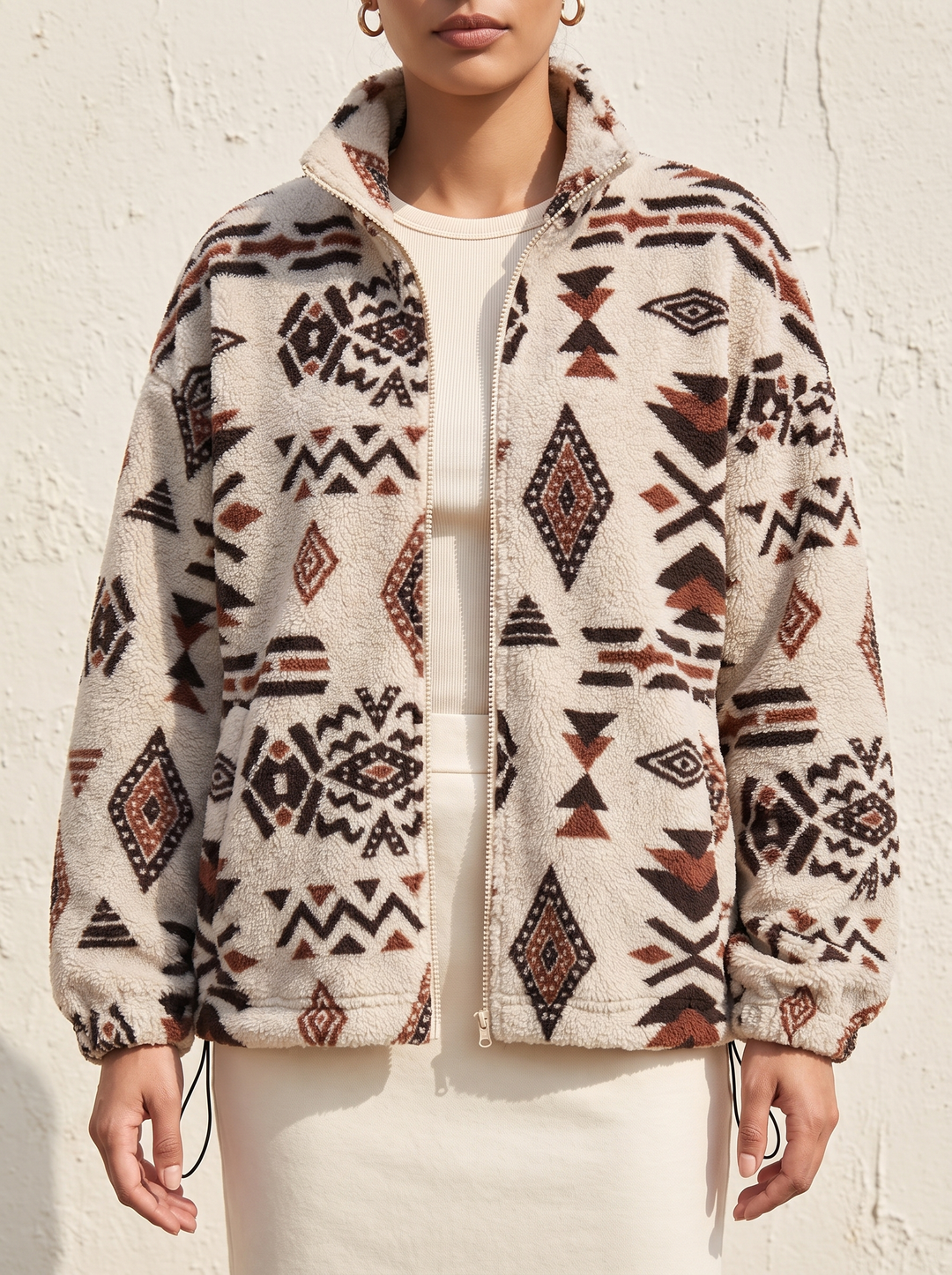 Georgina | Patterned Zip Bomber Jacket