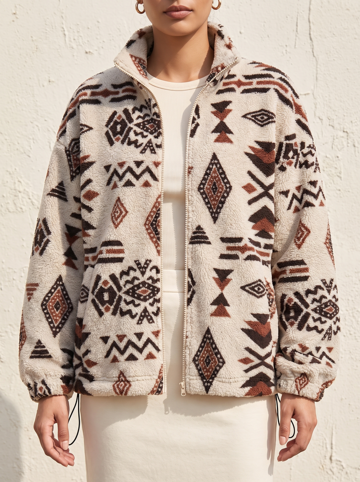 Georgina | Patterned Zip Bomber Jacket