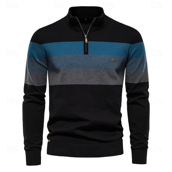 Reuben | Colour-Block Quarter-Zip Sweater