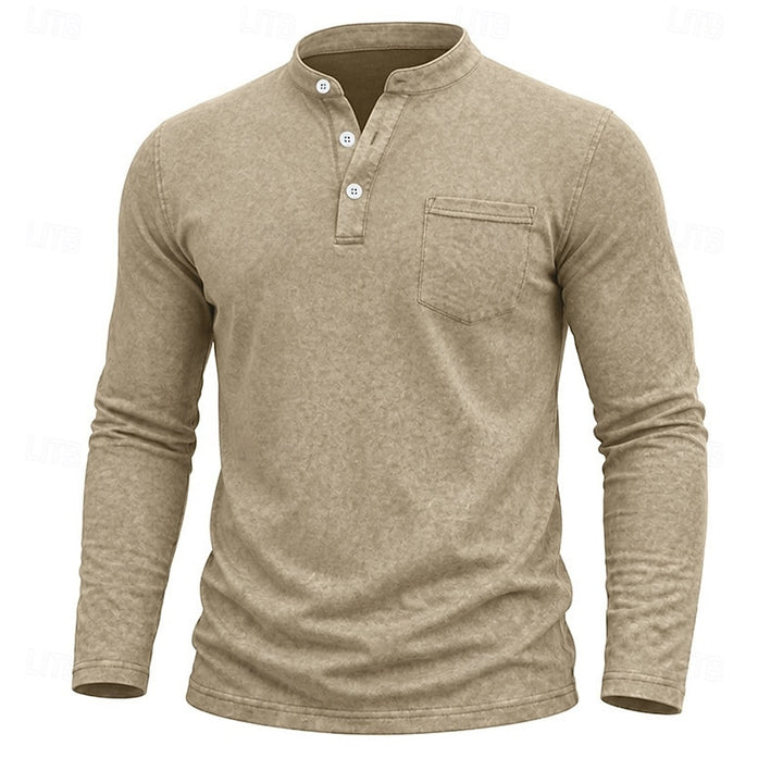 Elliot | Garment-Dyed Long Sleeve Henley Shirt