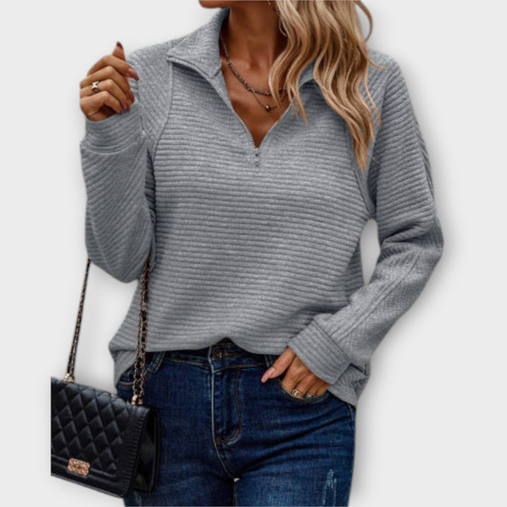 Georgina | Cosy Ribbed Half-Zip Pullover