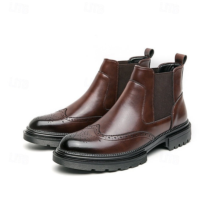 Laurence | Refined Brogue Chelsea Boots