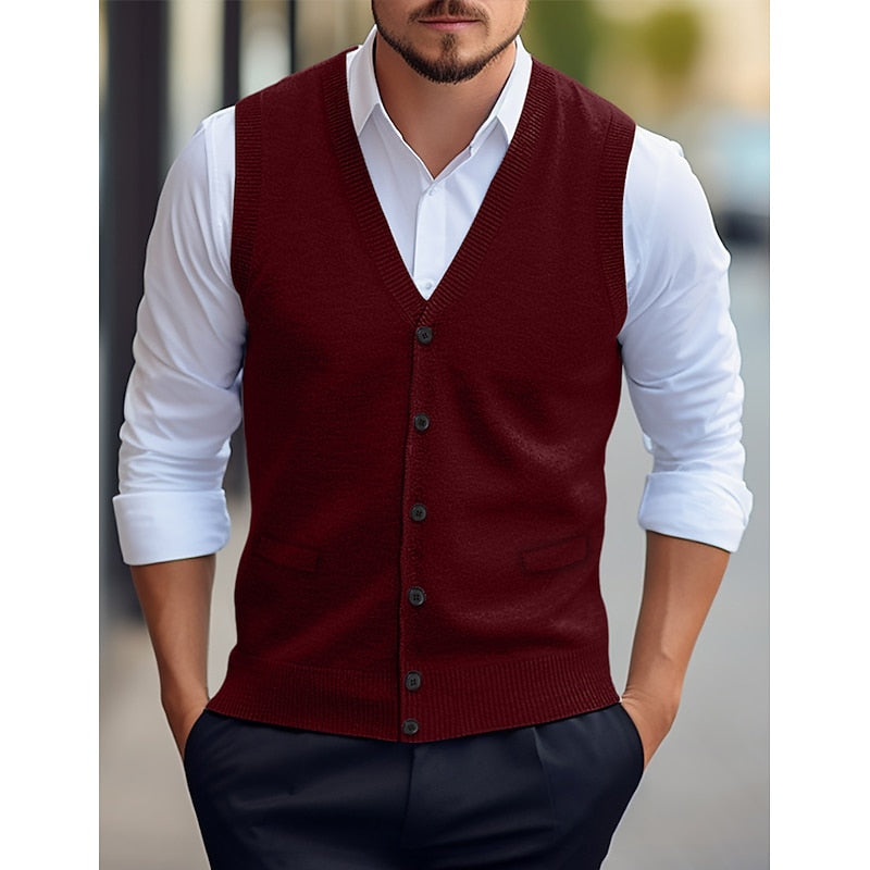 Everett | Christmas Buttoned Sweater Vest