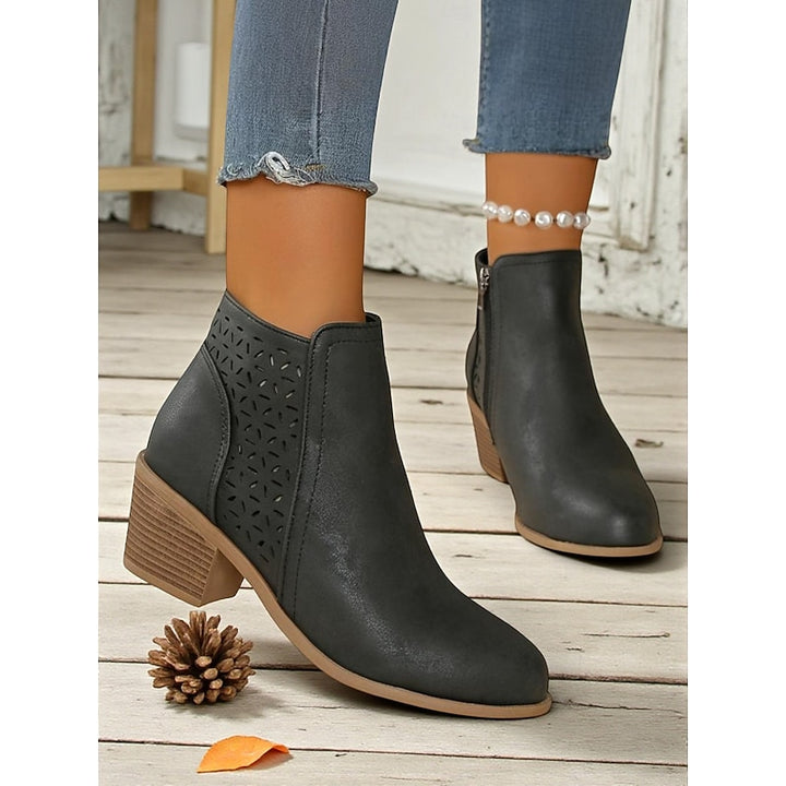 Louise | Cutout Block-Heel Ankle Boots