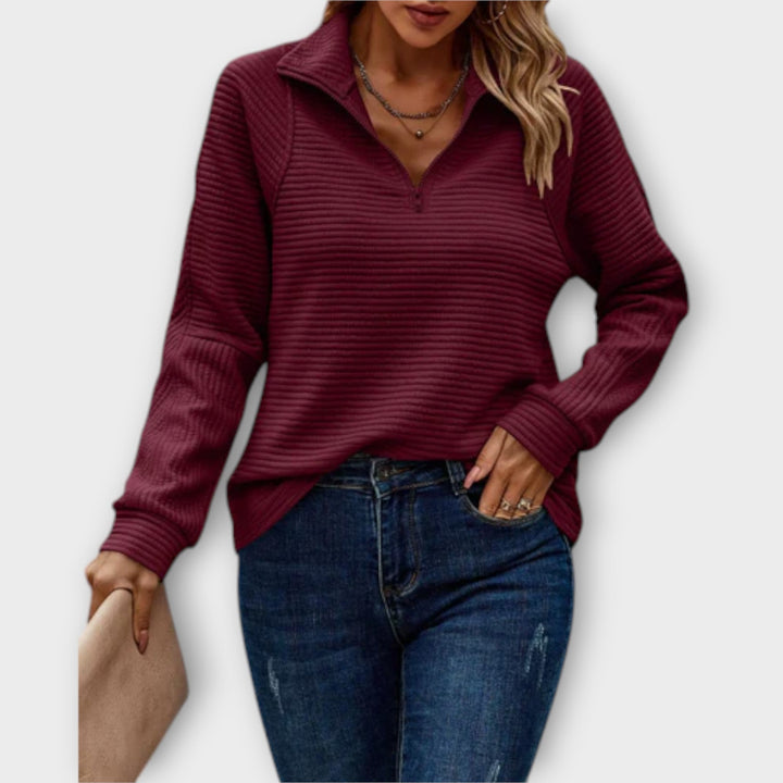 Georgina | Cosy Ribbed Half-Zip Pullover