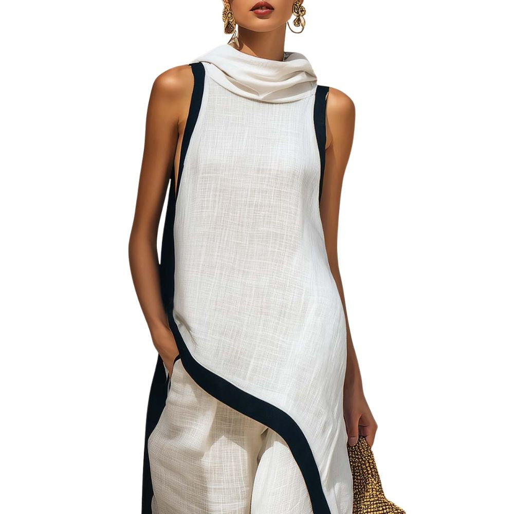 Leonora | Contrast-Trim Two-Piece Set