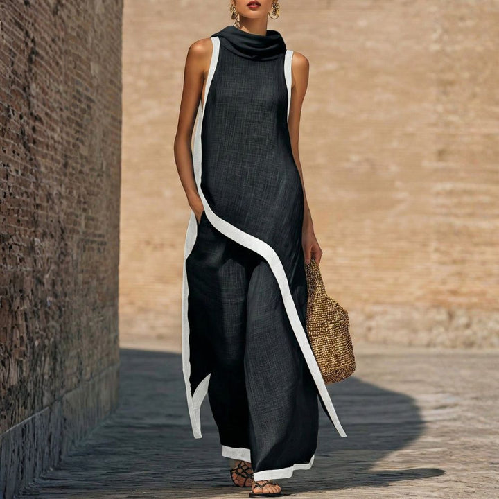 Leonora | Contrast-Trim Two-Piece Set