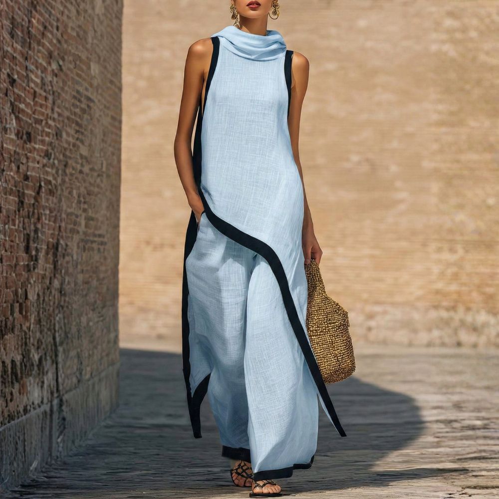 Leonora | Contrast-Trim Two-Piece Set