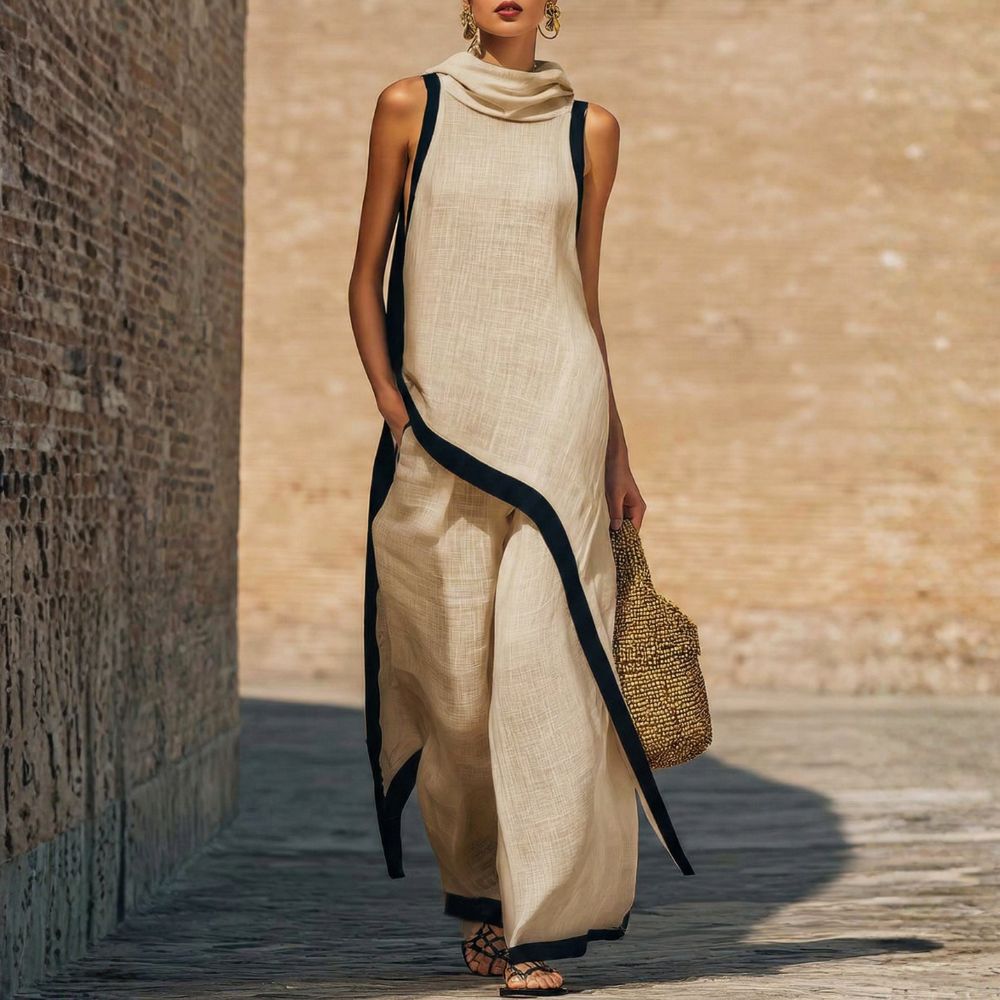 Leonora | Contrast-Trim Two-Piece Set