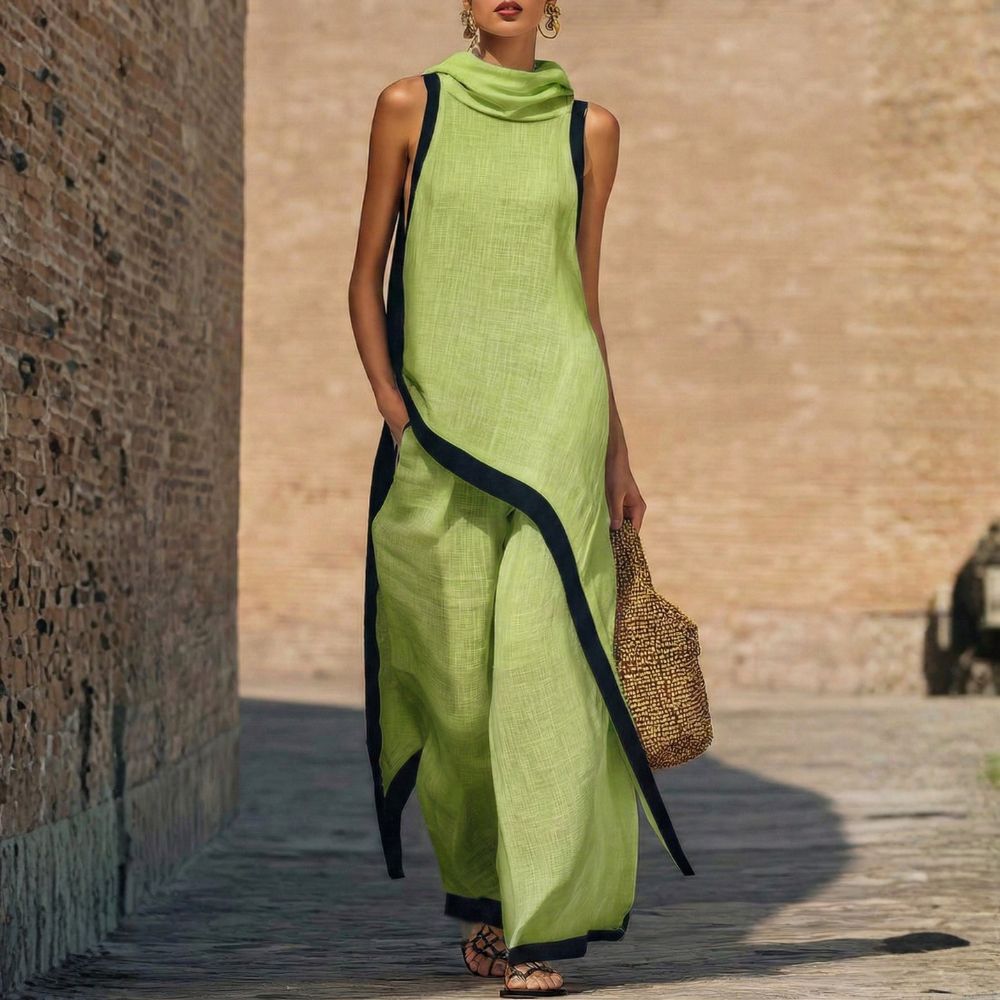 Leonora | Contrast-Trim Two-Piece Set