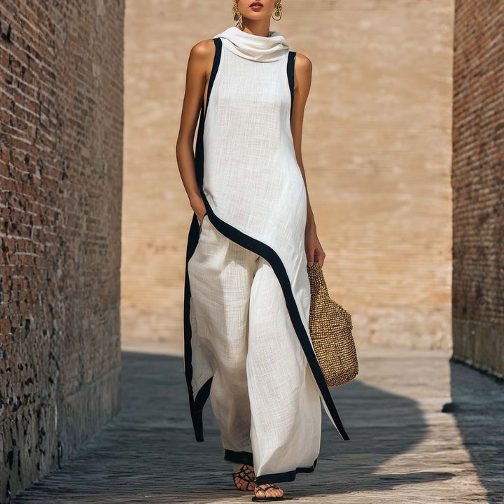Leonora | Contrast-Trim Two-Piece Set