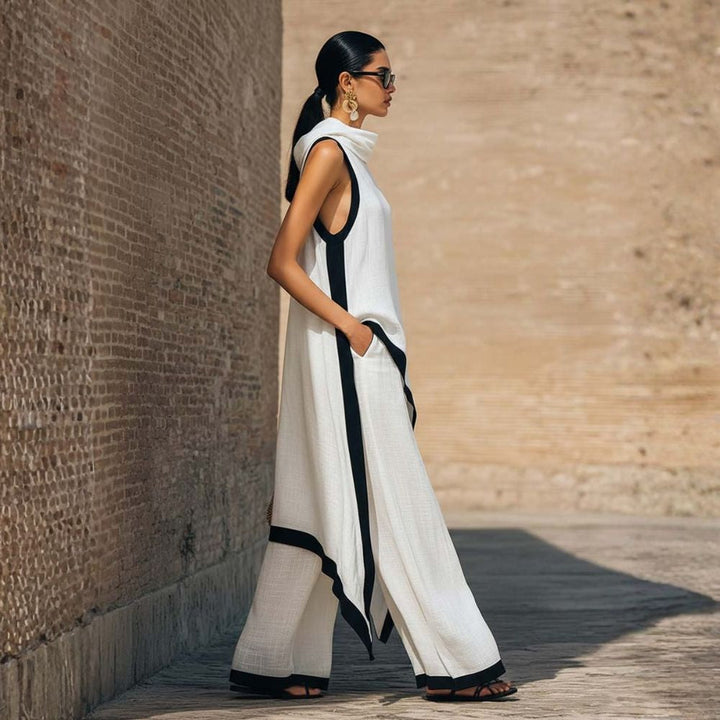 Leonora | Contrast-Trim Two-Piece Set