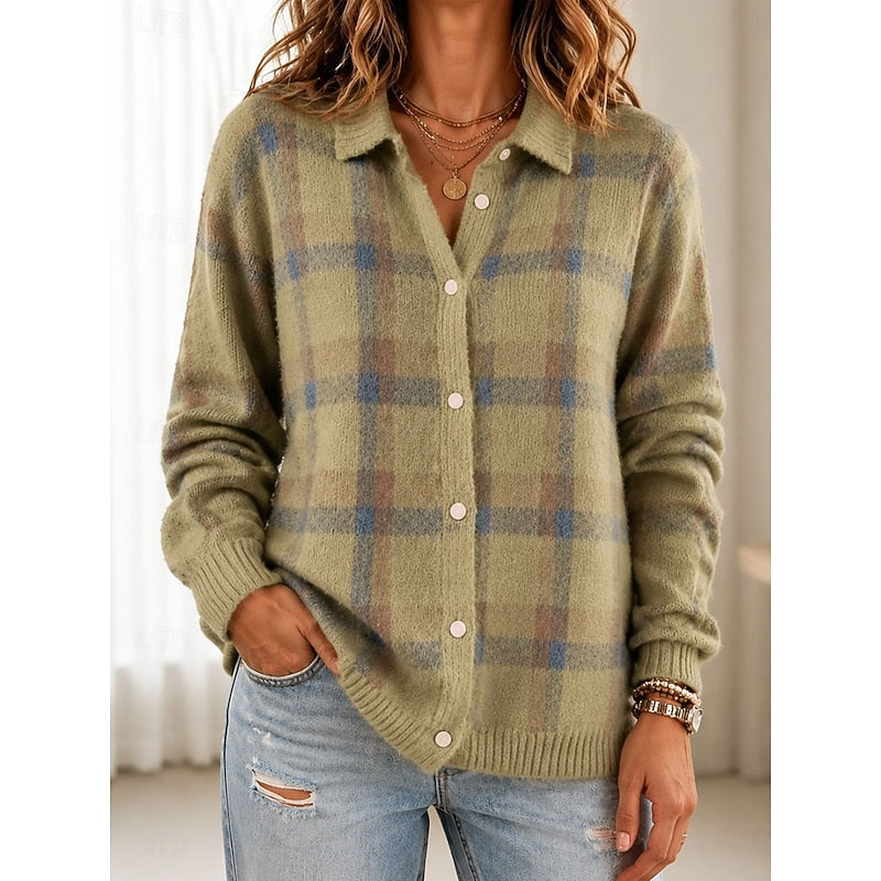 Callista | Checked Collared Cardigan