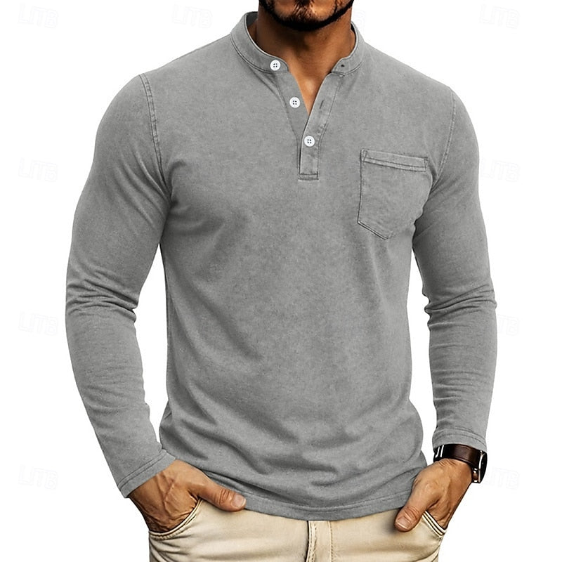 Elliot | Garment-Dyed Long Sleeve Henley Shirt