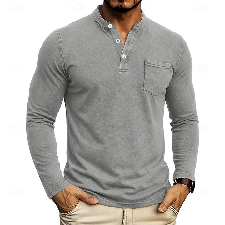 Elliot | Garment-Dyed Long Sleeve Henley Shirt