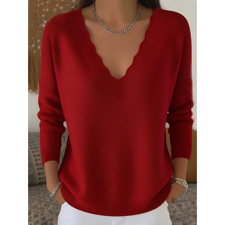 Maribeth | Halloween Scalloped V-Neck Sweater