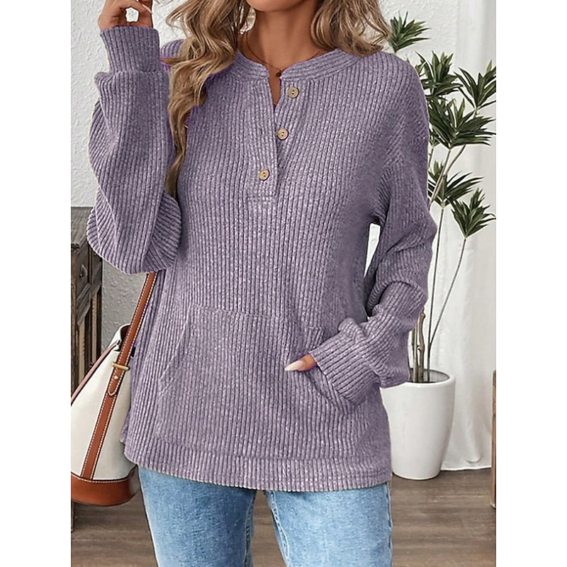 Naomi | Ribbed Button-Neck Top