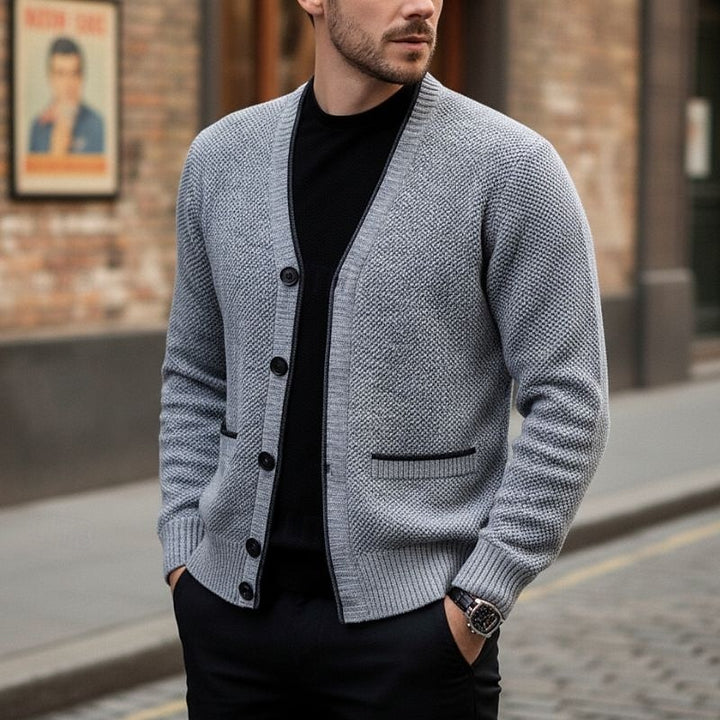 Miles | Refined V-Neck Button Cardigan