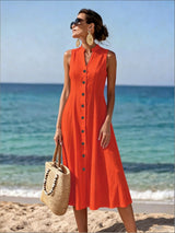 Sabina | Sleeveless Button-Front Midi Dress