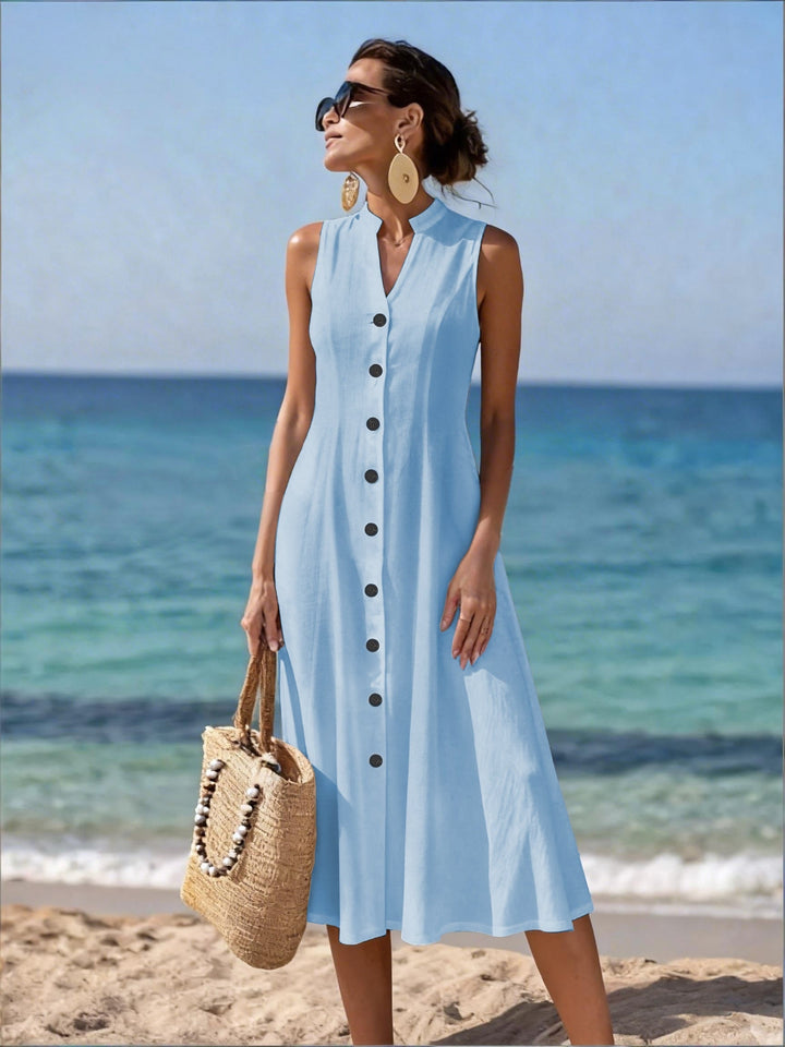 Sabina | Sleeveless Button-Front Midi Dress