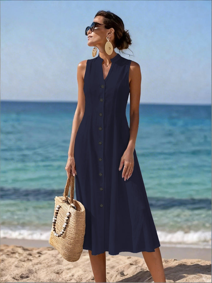 Sabina | Sleeveless Button-Front Midi Dress
