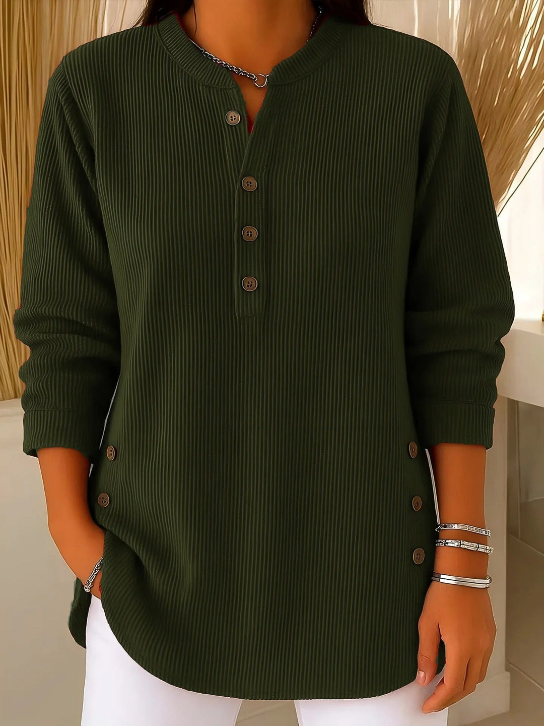 Rhiannon | Ribbed Button-Detail Tunic