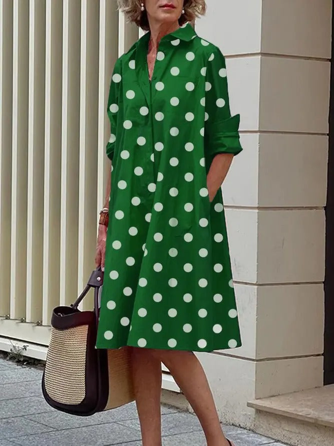 Prudence | Timeless Spotted Shirt Dress