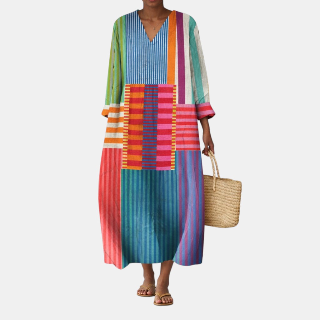Lucia | Striped V-Neck Maxi Dress
