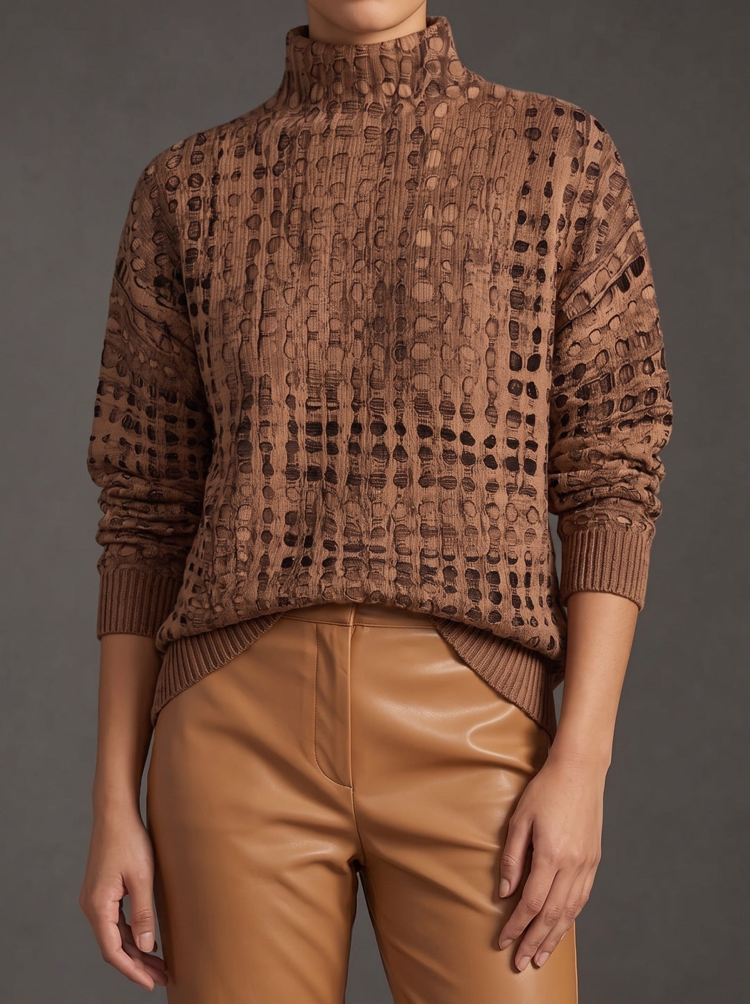 Lucienne | Textured Lattice Turtleneck