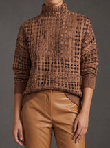 Lucienne | Textured Lattice Turtleneck
