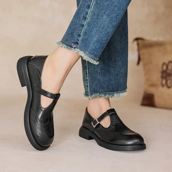 Flora | T-Strap Brogue Flats