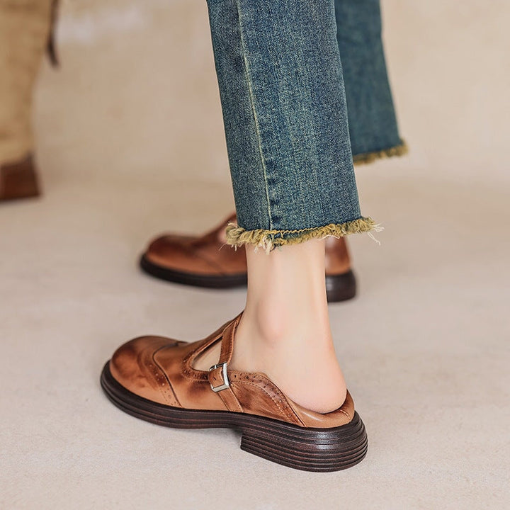 Flora | T-Strap Brogue Flats